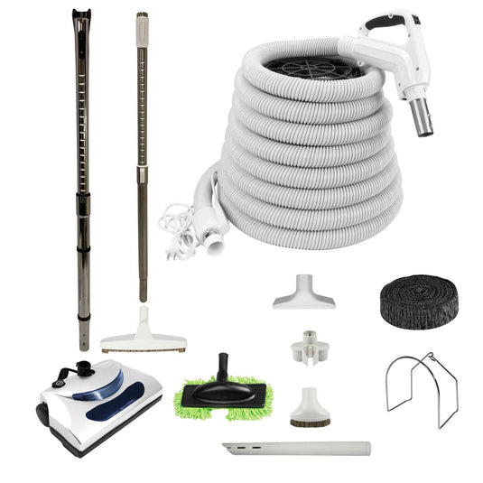 Central Vacuum Accessory Kit with PN11 Electric Powerhead and Deluxe Tool Set - White