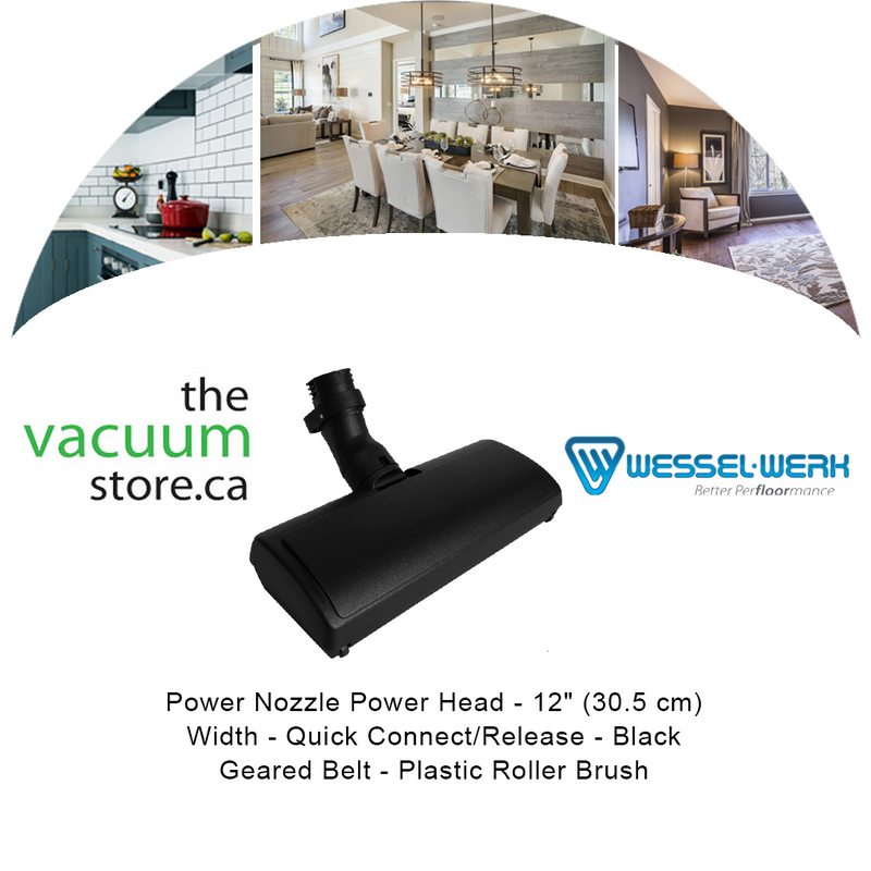 Load image into Gallery viewer, Power Nozzle Power Head - 12&#39; (30.5 cm) Width - Quick Connect/Release - Black - Geared Belt - Plastic Roller Brush
