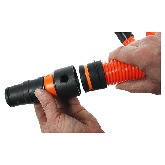 Tuyau de collecte de poussière VPC Quick Click avec bac de récupération en acier inoxydable de 10 gallons | Séparateur cyclonique humide/sec pour aspirateurs domestiques et d'ateliers