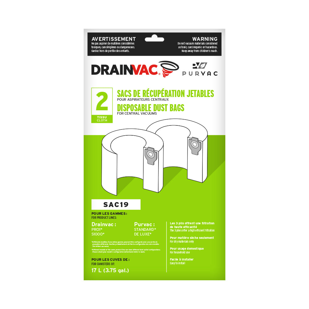 DrainVac Central Vacuum Disposable Dust Bags The Vacuum Store