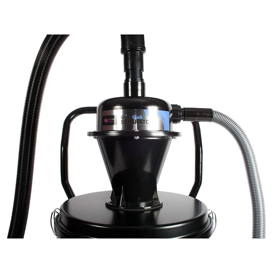 Tuyau de collecte de poussière VPC Quick Click avec bac de récupération en acier inoxydable de 10 gallons | Séparateur cyclonique humide/sec pour aspirateurs domestiques et d'ateliers