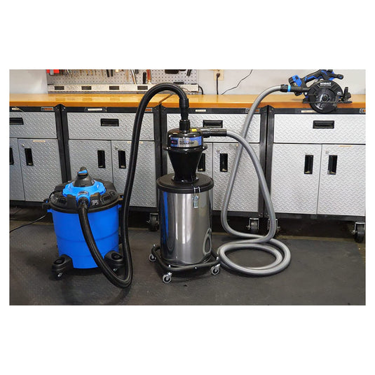 Tuyau de collecte de poussière VPC Quick Click pour aspirateurs domestiques et commerciaux avec séparateur cyclonique humide/sec | Orange