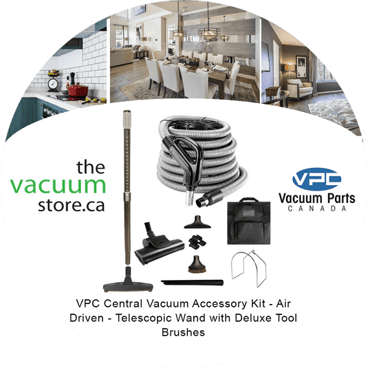 VPC Central Vacuum Accessory Kit - Air Driven - Telescopic Wand with Deluxe Tool Brushes