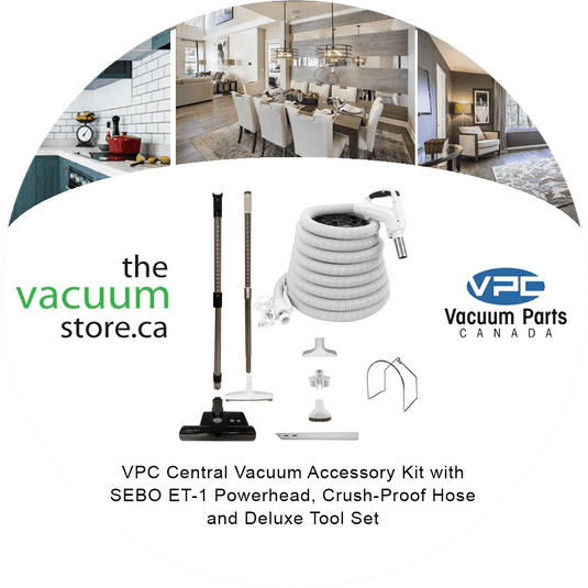 VPC Central Vacuum Accessory Kit with SEBO ET-1 Powerhead, Crush-Proof Hose and Deluxe Tool Set