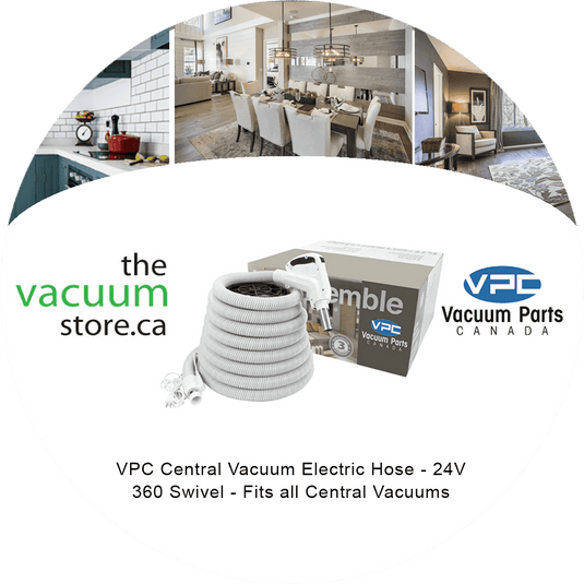 VPC Central Vacuum Electric Hose - 24V - 360 Swivel - Fits all Central Vacuums