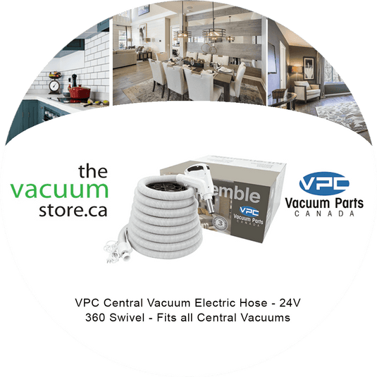 VPC Central Vacuum Electric Hose - 110V - 360 Swivel - Fits all Central Vacuums