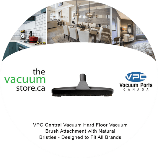 VPC Central Vacuum Hard Floor Vacuum Brush Attachment with Natural Bristles - Designed to Fit All Brands