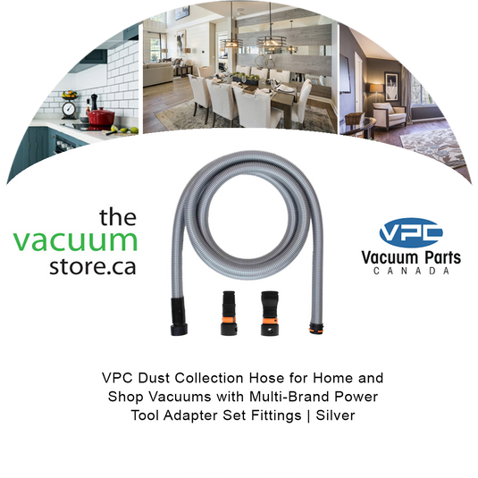 VPC Dust Collection Hose for Home and Shop Vacuums with Multi-Brand Power Tool Adapter Set Fittings | Silver
