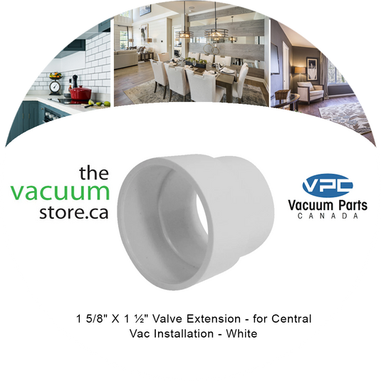 1 5/8 inches   X 1 ½ inches Valve Extension - for Central Vac Installation - White