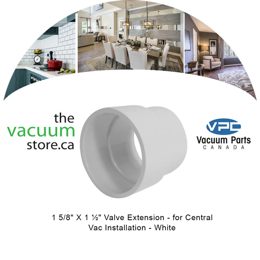 The 1 5/8 inches X 1 ½ inches Valve Extension provides a convenient extension for central vacuum valves, facilitating easier access in different installation scenarios.