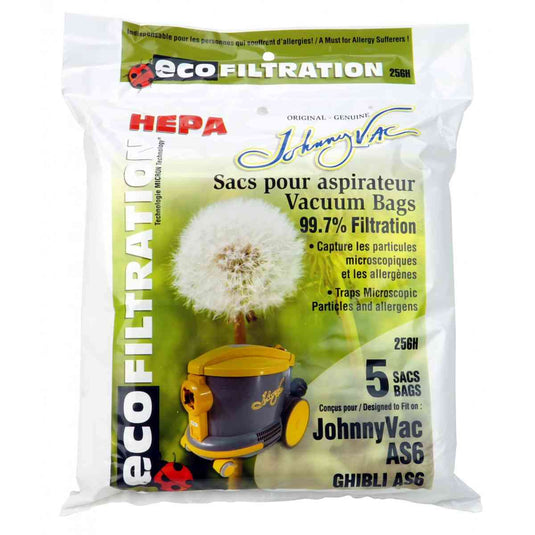 Vacuum Bags with HEPA Microfilter for Johnny Vac AS6 and Ghibli AS6 - Pack of 5 Bags