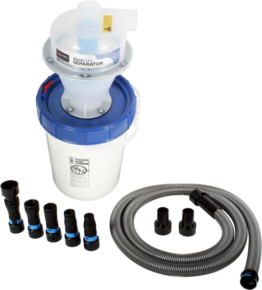 Cen-Tec Systems Assembled Quick Click Dust Separator with 5 Gallon Locking Collection Bin and Quick Click Power Tool Adapter Set