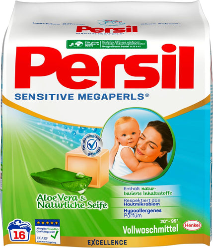 Persil Sensitive Megaperls | Detergent For Sensitive Skin With Soothing Aloe Vera (16 Loads | 1.12 Kg)