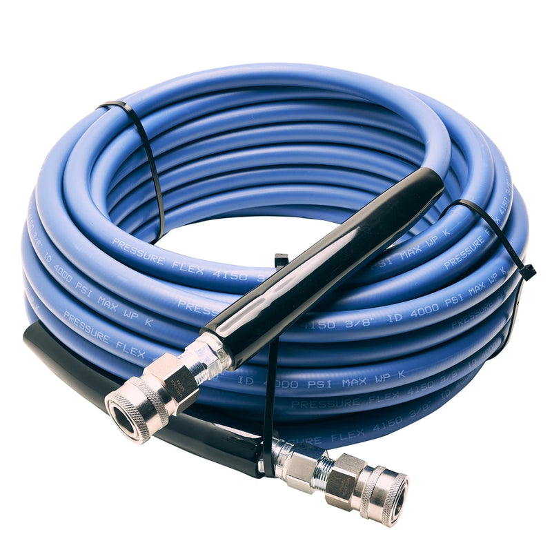 Load image into Gallery viewer, MTM Hydro KobraJet Non Marking Smooth Blue Hose 4,000 PSI - 25 Feet w/ SS Couplers
