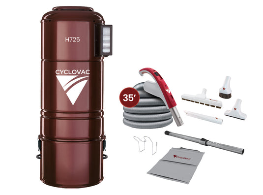 Cyclovac H725 Central Vacuum Canister with Low Voltage Super Luxe Accessory Package