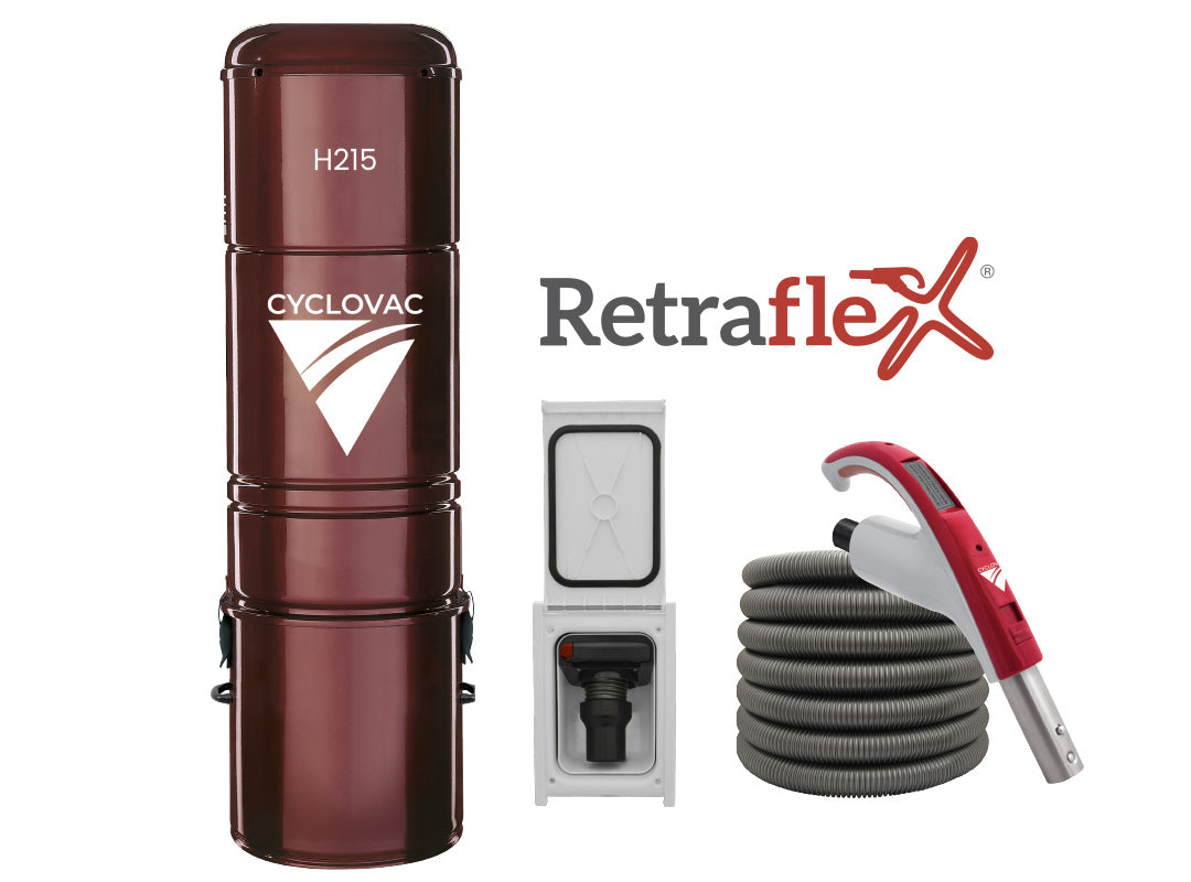 Cyclovac H215 Central Vacuum Cleaner with Retraflex Retractable Hose Accessory Package