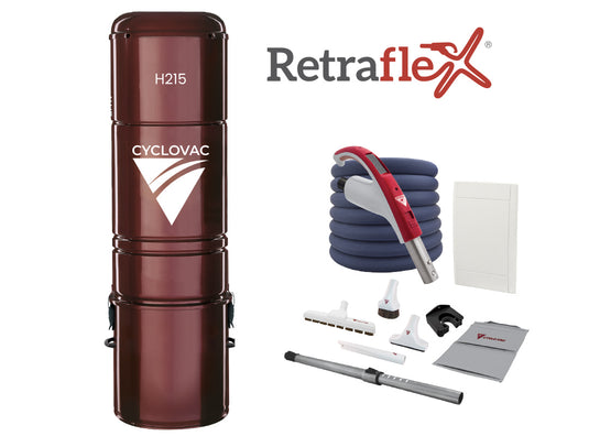 Cyclovac H215 Central Vacuum Cleaner with Retraflex Retractable Hose Accessory Package