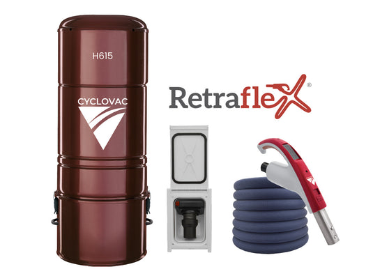Cyclovac H615 Central Vacuum Cleaner with Retraflex Retractable Hose Accessory Package