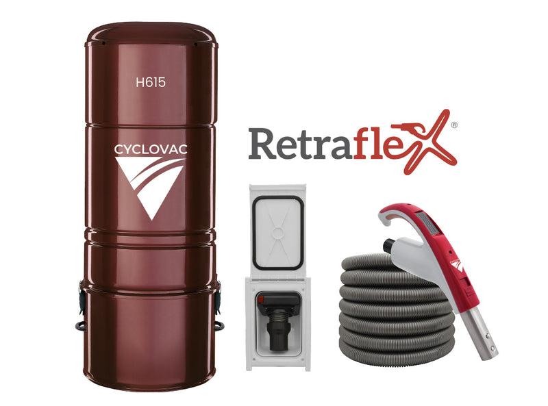 Load image into Gallery viewer, Cyclovac H615 Central Vacuum Cleaner with Retraflex Retractable Hose Accessory Package
