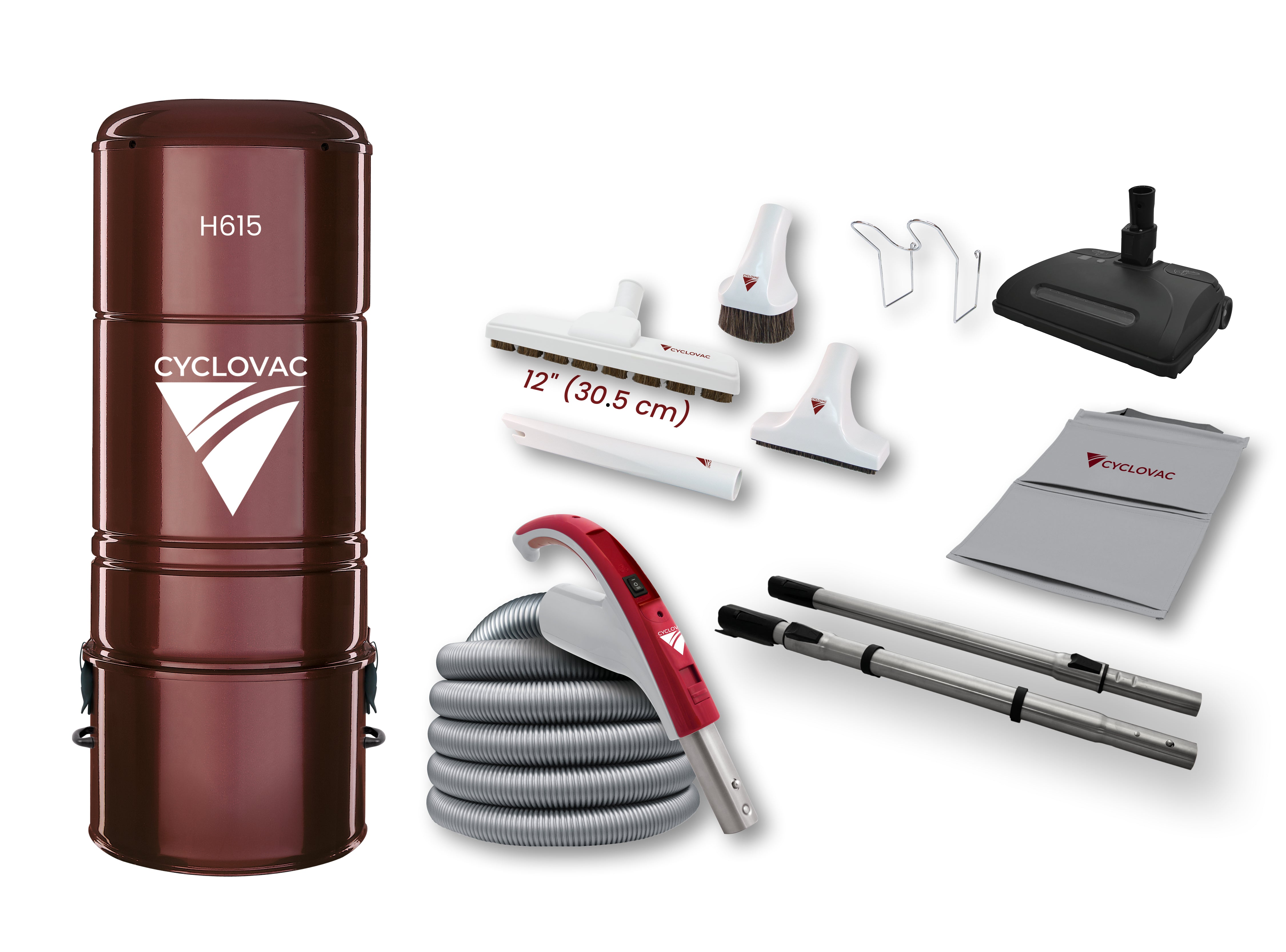 Cyclovac H615 Central Vacuum Canister with Super Luxe Brush Kit & Electric Power Nozzle