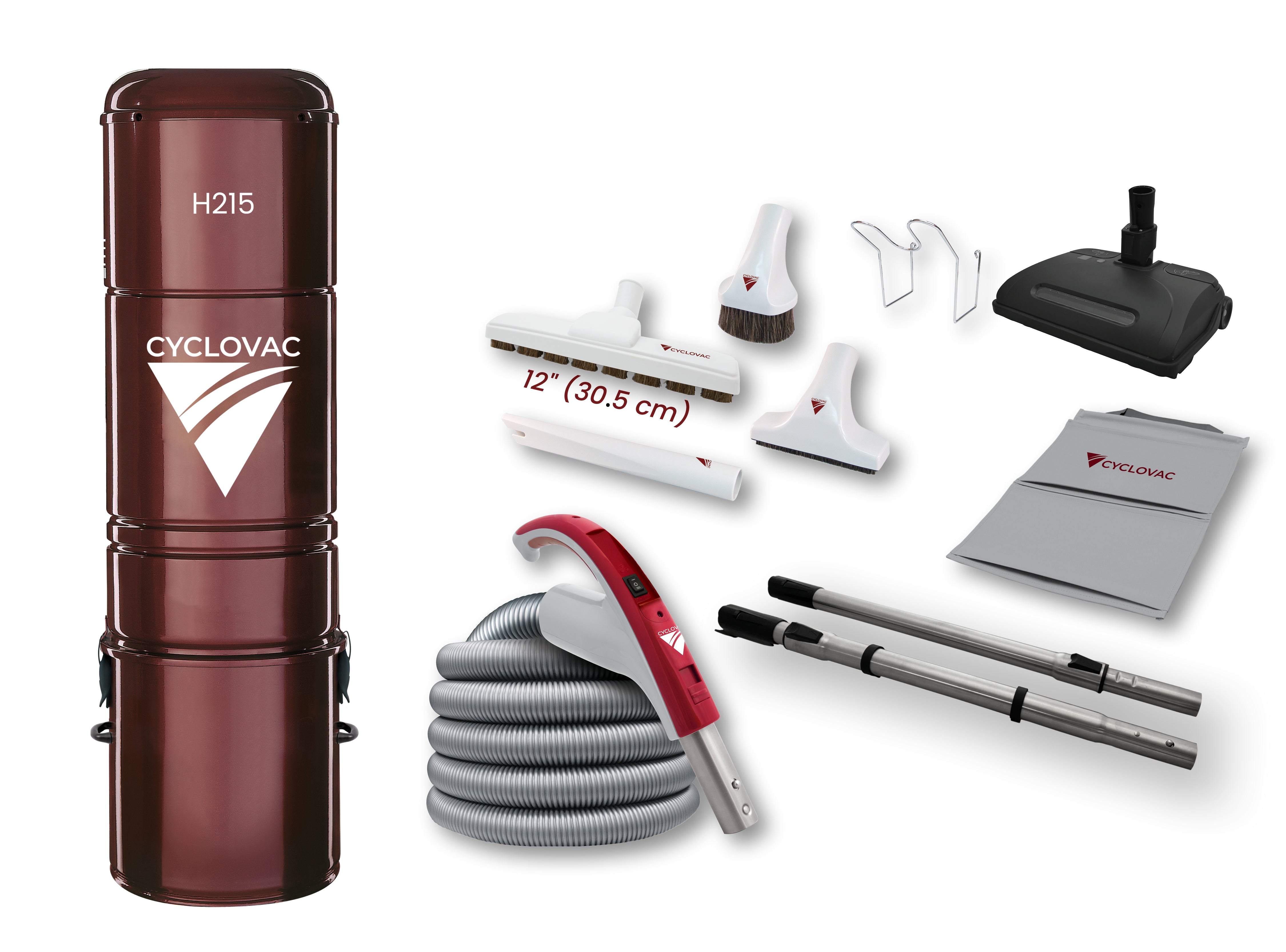 Cyclovac H215 Central Vacuum Cleaner with Super Luxe Brush Kit & Electric Power Nozzle