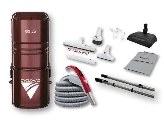 Cyclovac GS125 Central Vacuum Cleaner with Super Luxe Electric Power Nozzle Kit