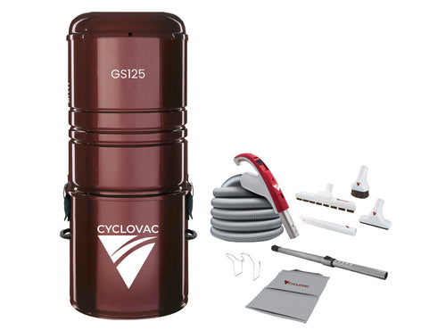 Aspirateur central Cyclovac GS125 avec ensemble d'accessoires basse tension Super Luxe