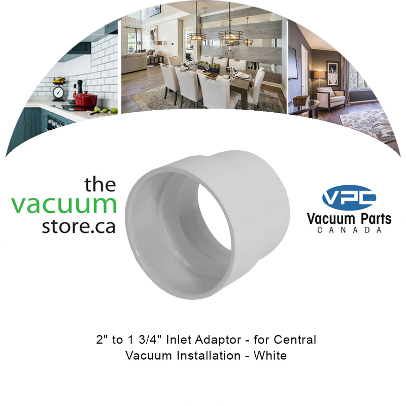 Load image into Gallery viewer, 2&quot; to 1 3/4&quot; Inlet Adaptor - for Central Vacuum Installation - White
