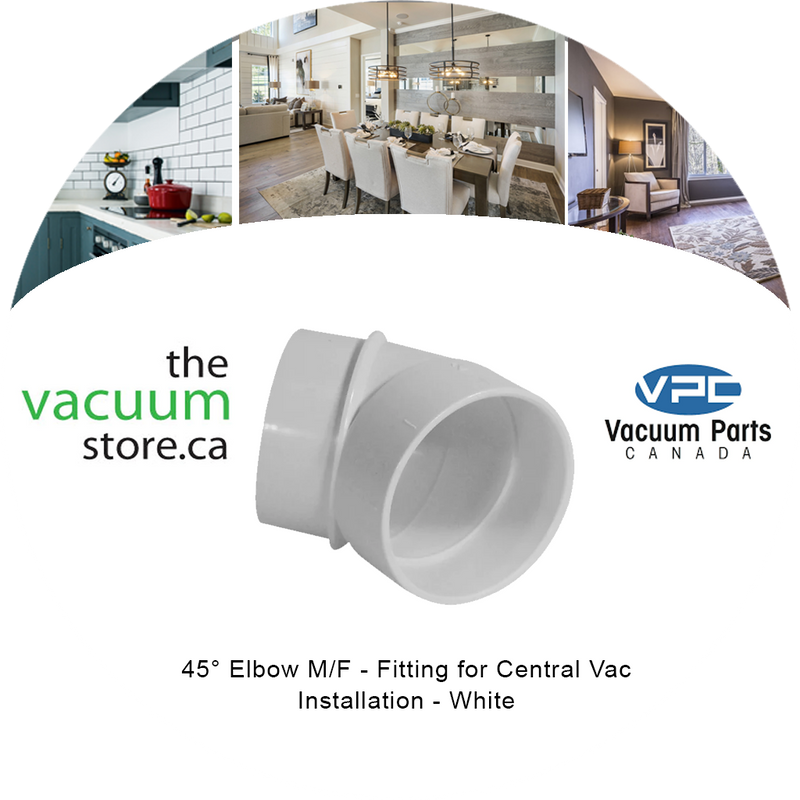 Load image into Gallery viewer, 45° Elbow M/F - Fitting for Central Vac Installation - White
