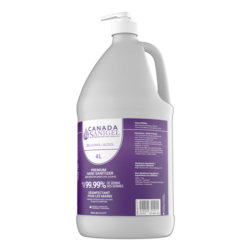 Load image into Gallery viewer, Canada Sanigel Premium Hand Sanitizer Gel | 4 Litre Bottle with Pump
