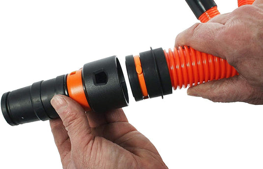 Tuyau de dépoussiérage VPC pour aspirateurs domestiques et commerciaux avec adaptateurs pour outils électriques multimarques | Orange