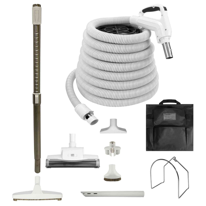 Load image into Gallery viewer, Central Vacuum Accessory Kit - Air Driven - Telescopic Wand with Air Turbine and Deluxe Tools - White
