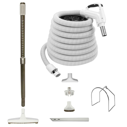 Central Vacuum Accessory Kit - Air Driven - Telescopic Wand with Deluxe Tool Set - White