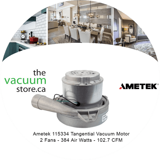 Ametek 115334 Tangential Vacuum Motor - 2 Fans - 384 Air Watts - 102.7 CFM