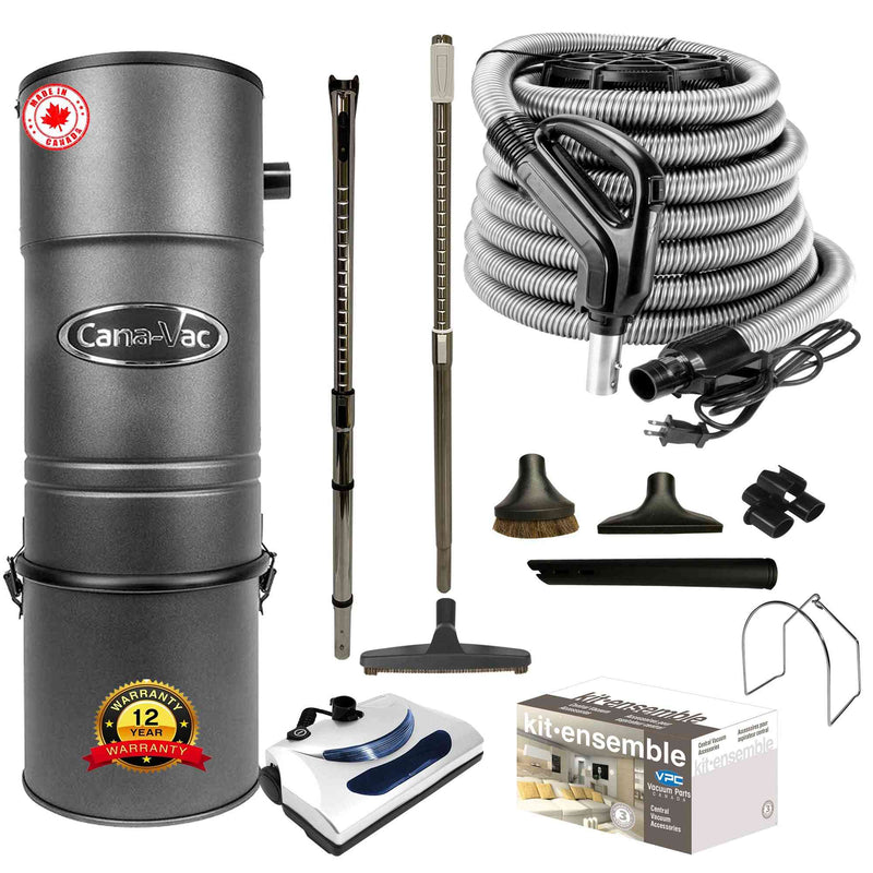 Chargez l&#39;image dans la visionneuse de la galerie, Cana-Vac CV687 Central Vacuum with Basic Electric Package (Black)

