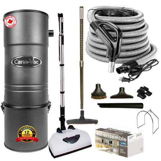 Cana-Vac CV687 Central Vacuum with Deluxe Electric Package (Black)