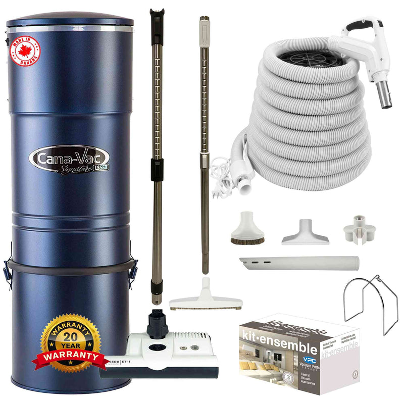 Load image into Gallery viewer, Cana-Vac LS590 Central Vacuum with White SEBO Powerhead and Premium Electric Package (White)
