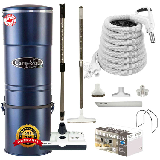 Cana-Vac LS590 Central Vacuum with White SEBO Powerhead and Premium Electric Package (White)