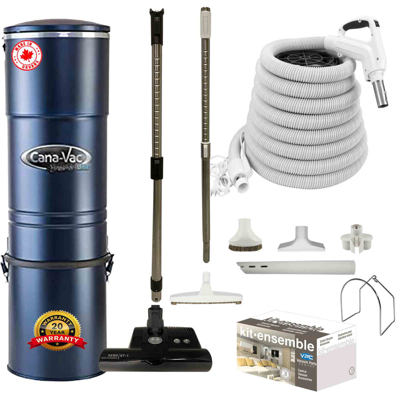 Load image into Gallery viewer, Cana-Vac LS690 Central Vacuum with SEBO (Black) Powerhead and Premium Electric Package (White)
