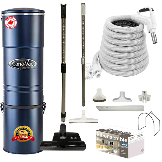 Cana-Vac LS690 Central Vacuum with SEBO (Black) Powerhead and Premium Electric Package (White)