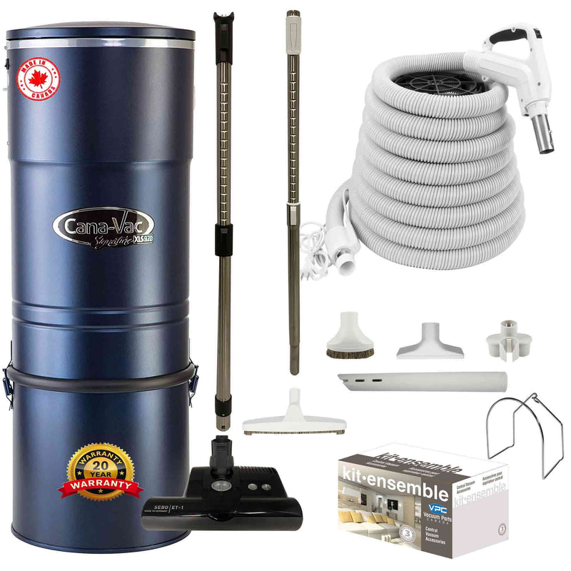 Load image into Gallery viewer, Cana-Vac XLS990 Central Vacuum with SEBO (Black) Powerhead and Premium Electric Package (White)
