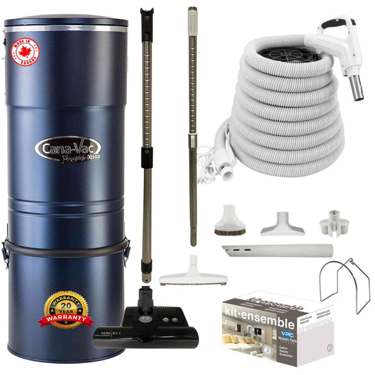 Cana-Vac XLS990 Central Vacuum with SEBO (Black) Powerhead and Premium Electric Package (White)