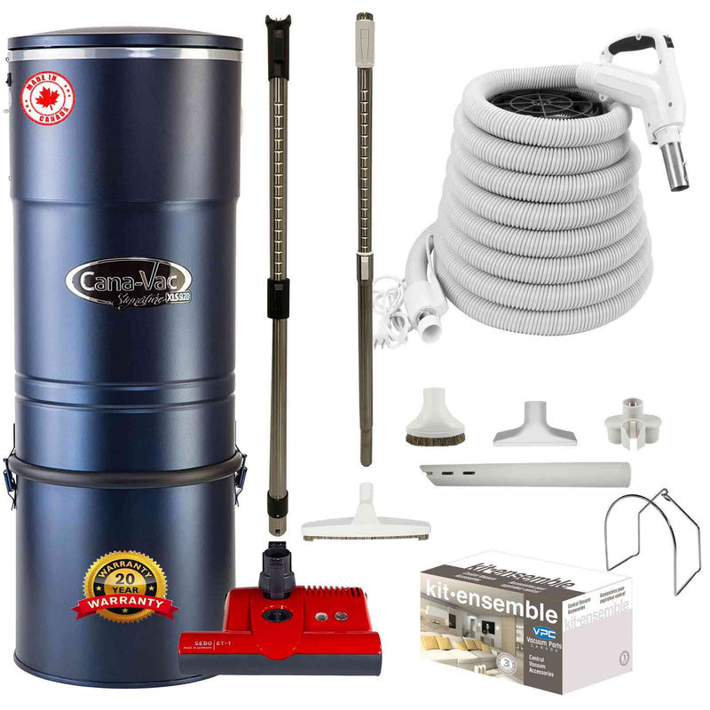 Load image into Gallery viewer, Cana-Vac XLS990 Central Vacuum with SEBO (Red) Powerhead and Premium Electric Package (White)
