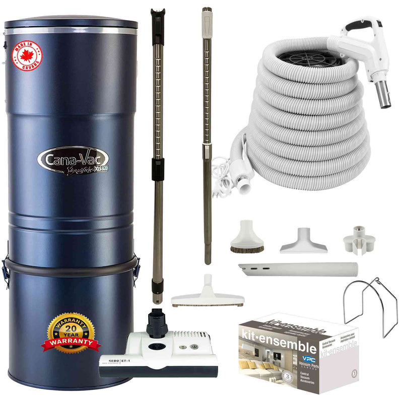 Load image into Gallery viewer, Cana-Vac XLS990 Central Vacuum with SEBO (White) Powerhead and Premium Electric Package (White)
