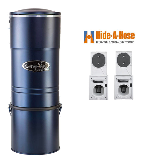 CanaVac XLS990 Central Vacuum with Hide-A-Hose Complete Installation Package (2 Valves)