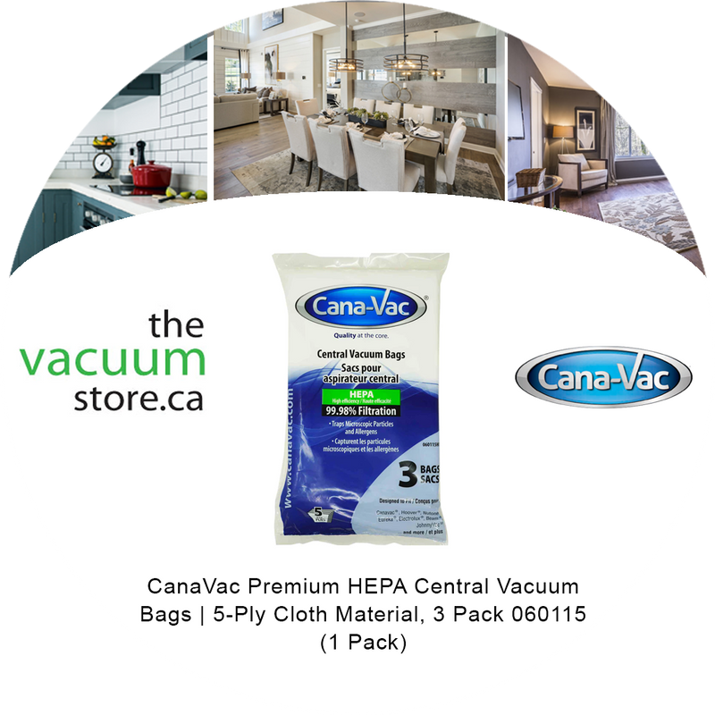 Load image into Gallery viewer, CanaVac Premium HEPA Central Vacuum Bags | 5-Ply Cloth Material, 3 Pack 060115 (1 Pack)
