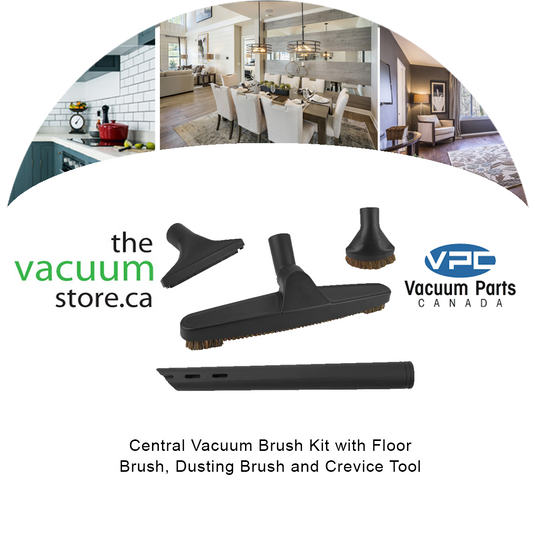 Central Vacuum Brush Kit with Floor Brush, Dusting Brush and Crevice Tool