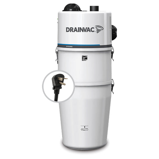 DrainVac DV1R15-CT Cyclonic Central Vacuum | Dual Motor 710 Air Watts with Cartridge Filter