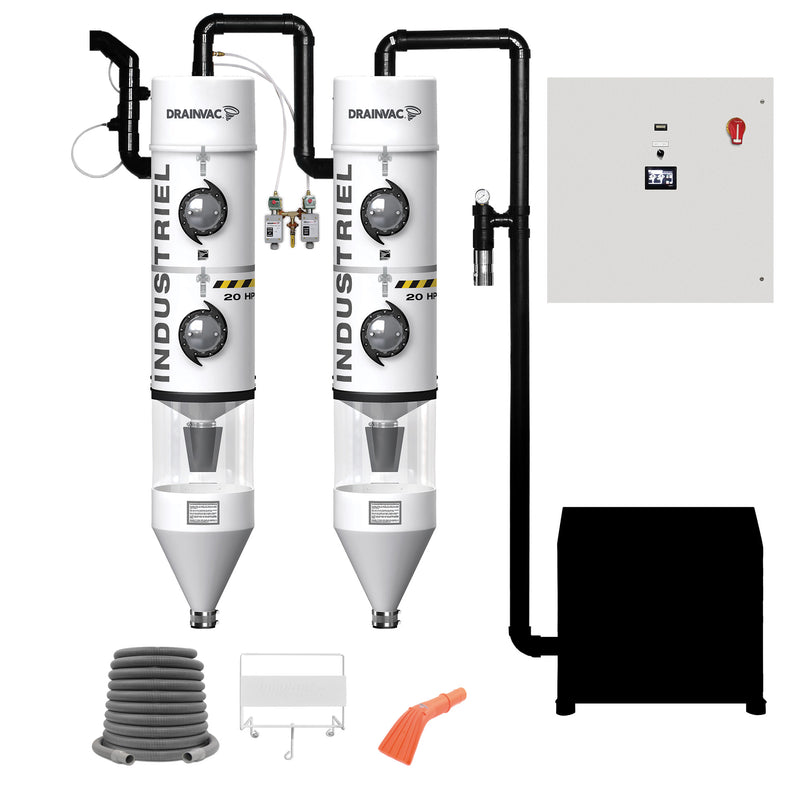 Load image into Gallery viewer, DrainVac DV2A684 Automatik Industrial Wet/Dry Central Vacuum System with Self-Flushing Separators and REGEN17HP Motor
