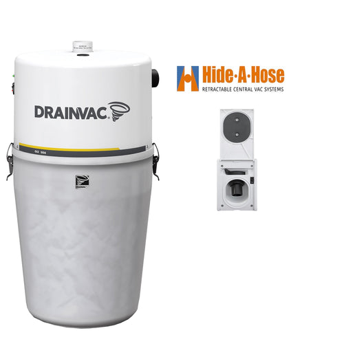 DrainVac G2-008 Central Vacuum with Hide-A-Hose Complete Installation Package (1 Valve)